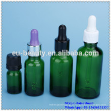 glass green dropper bottle with glass dropper or dropper cap